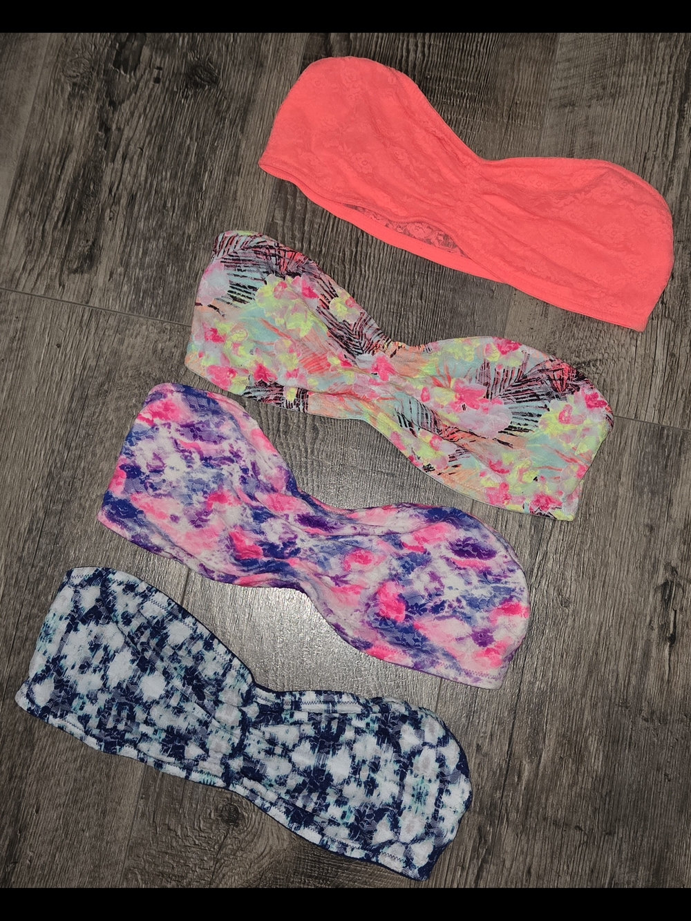 PINK Victoria's Secret Mixed Color Strapless Bandeau Set